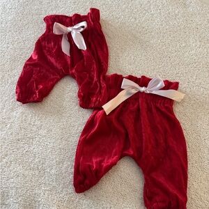 Red Velvet Baby Pants with Bow